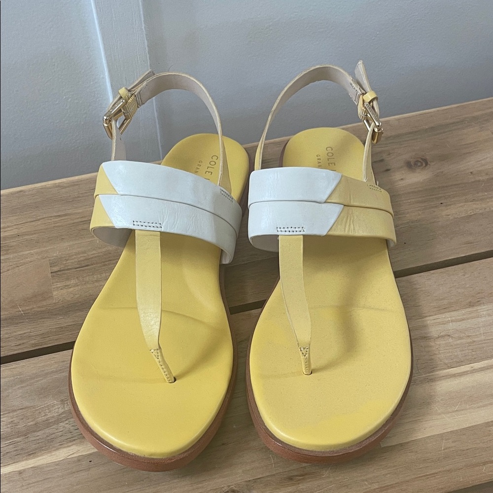 Cole Haan Women's Sandals in Yellow and White Size 8